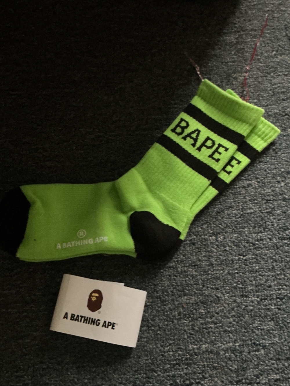 Neon Green BAPE® Crew Socks